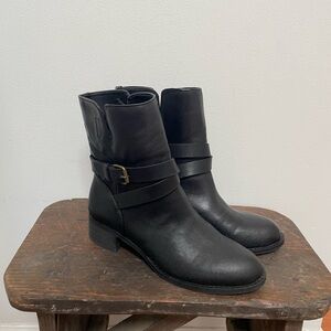 J. Crew Black Leather Ankle Boots